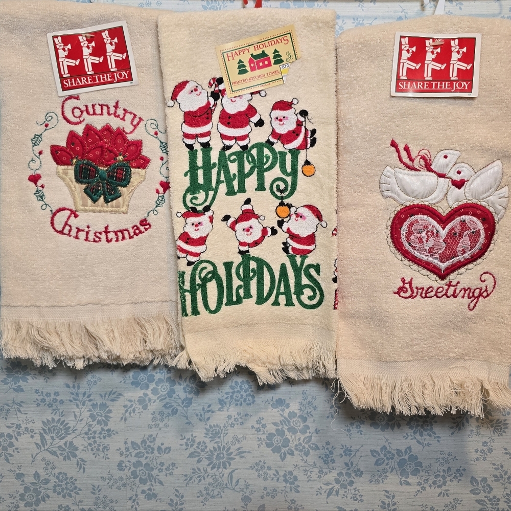 Vintage Holiday Towel Sets- New With Tags